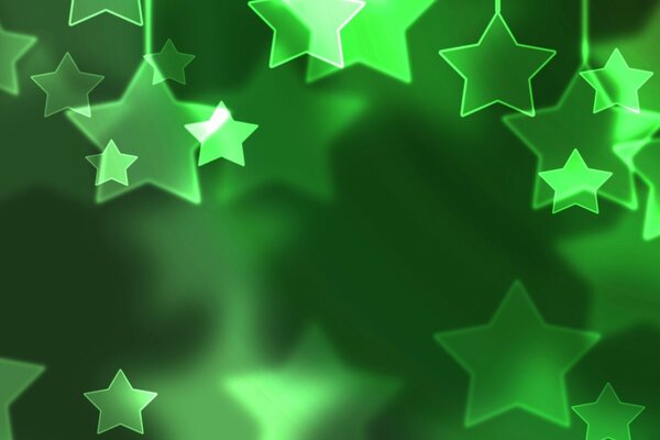 Neon green stars with blurring