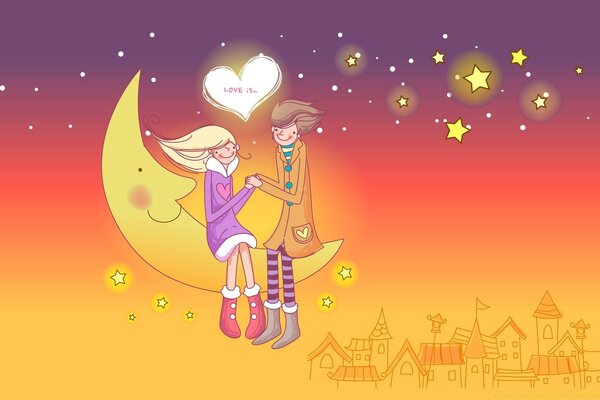 Animated picture of a couple on the moon