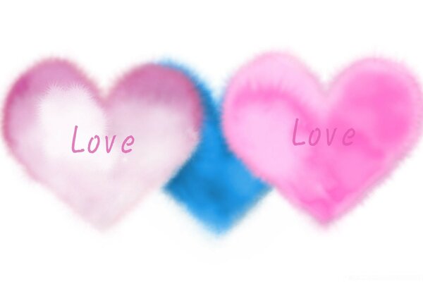 Three beautiful watercolor hearts