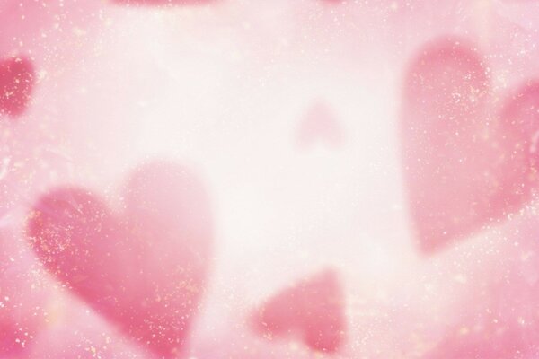 Imagem abstrata de corações em uma névoa cor-de-rosa