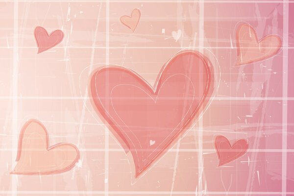 Cartão bonito com corações cor-de-rosa