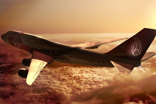 A plane flying over white clouds