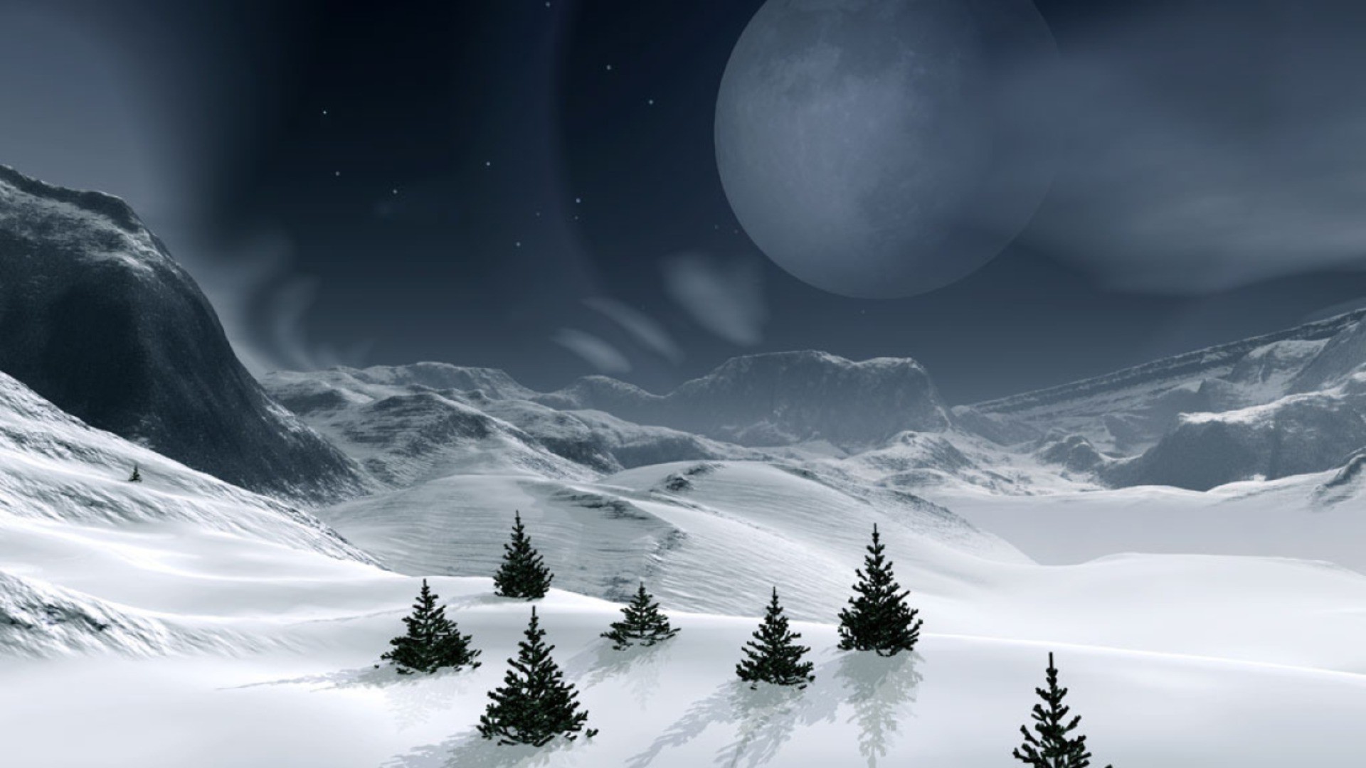 winter snow moon sky mountain nature landscape ice cold dawn sunset sun