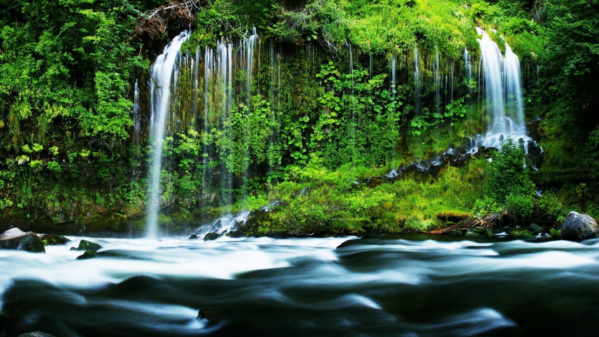 waterfalls water waterfall nature wood outdoors leaf river wet cascade stream travel park lush fall summer purity tree moss wild