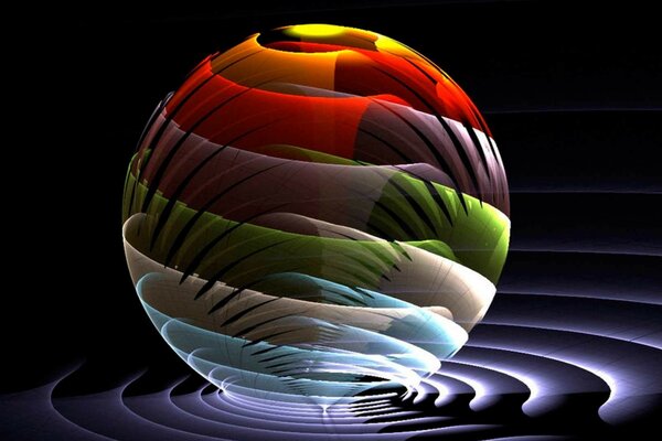 Geometric shape of a ball with multicolored stripes