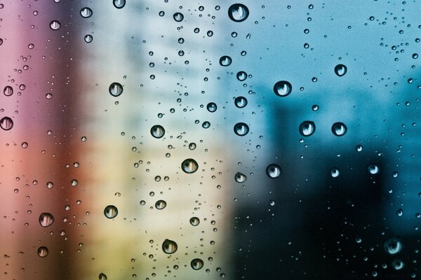 Macro photography of raindrops on the window