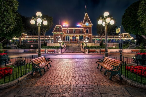 Glowing castle in the park