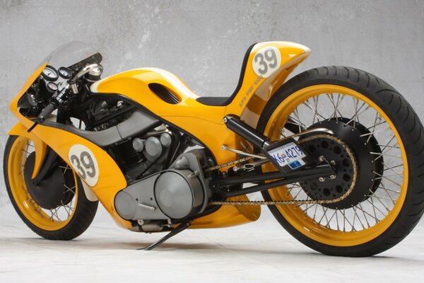 Cool Yellow Racing Motorcycle