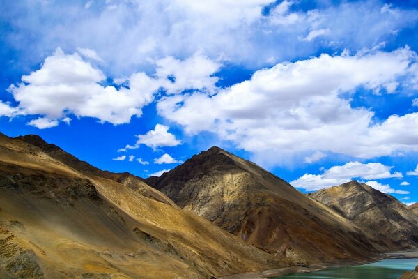 Rocky mountains against a blue sky