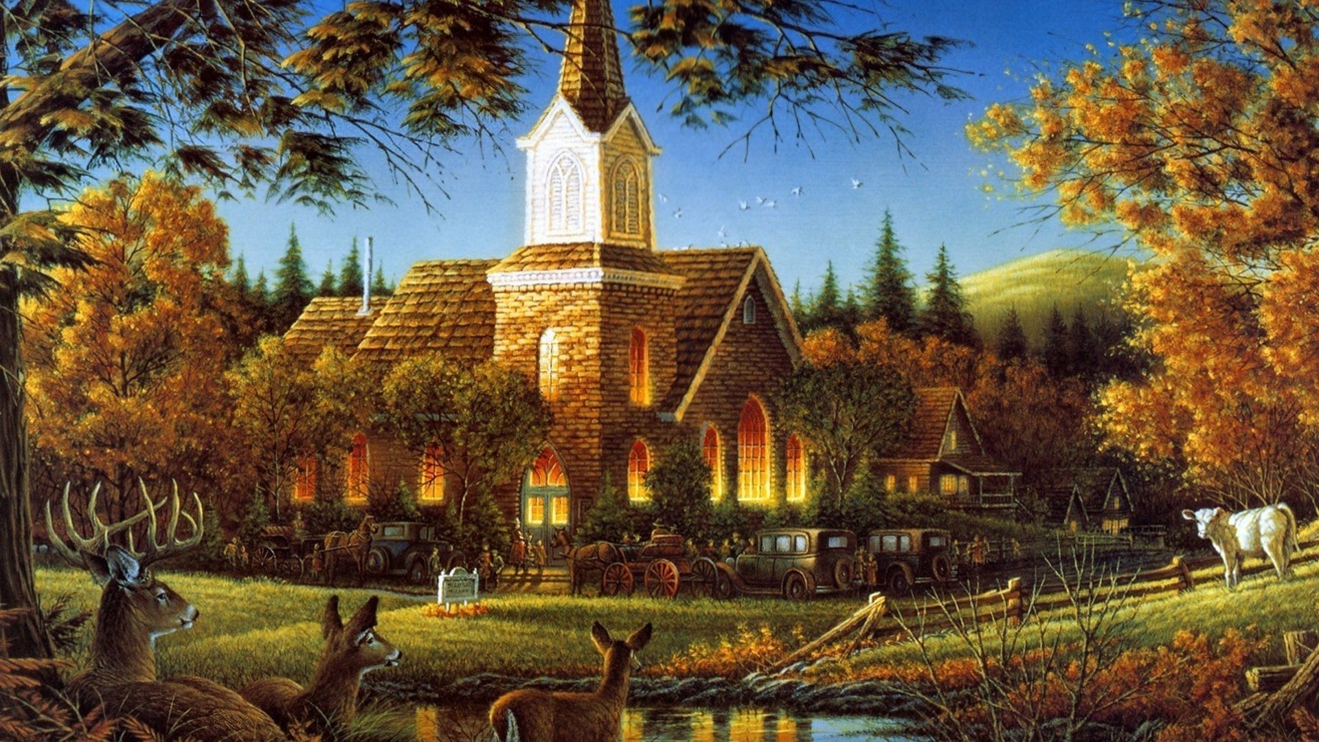 landscapes architecture tree religion travel building outdoors gold sky church fall park landmark