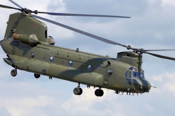 Military helicopter with two propellers