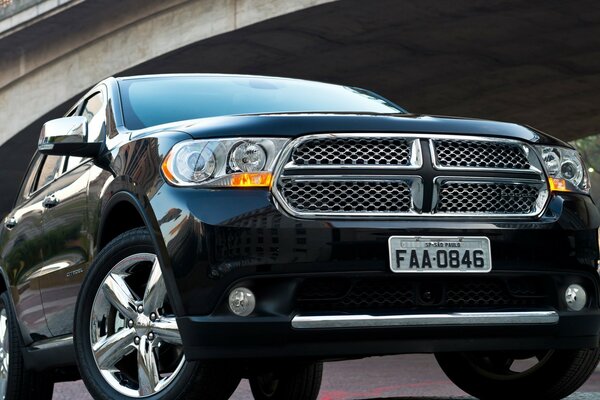 SUV in the landscape of the city