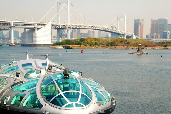 An interesting watercraft. Many would like to become a passenger of this floating vehicle