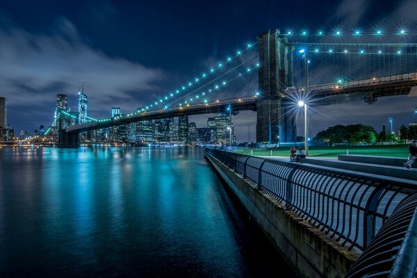 Ponts de bureau dans la ville de nuit