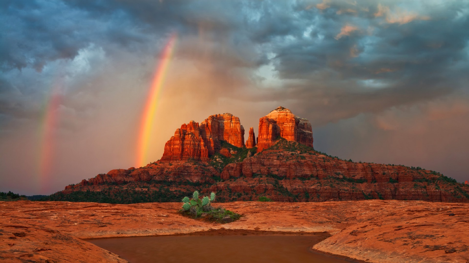 arco-íris pôr do sol viajar paisagem ao ar livre céu amanhecer rocha deserto à noite água montanha cênica