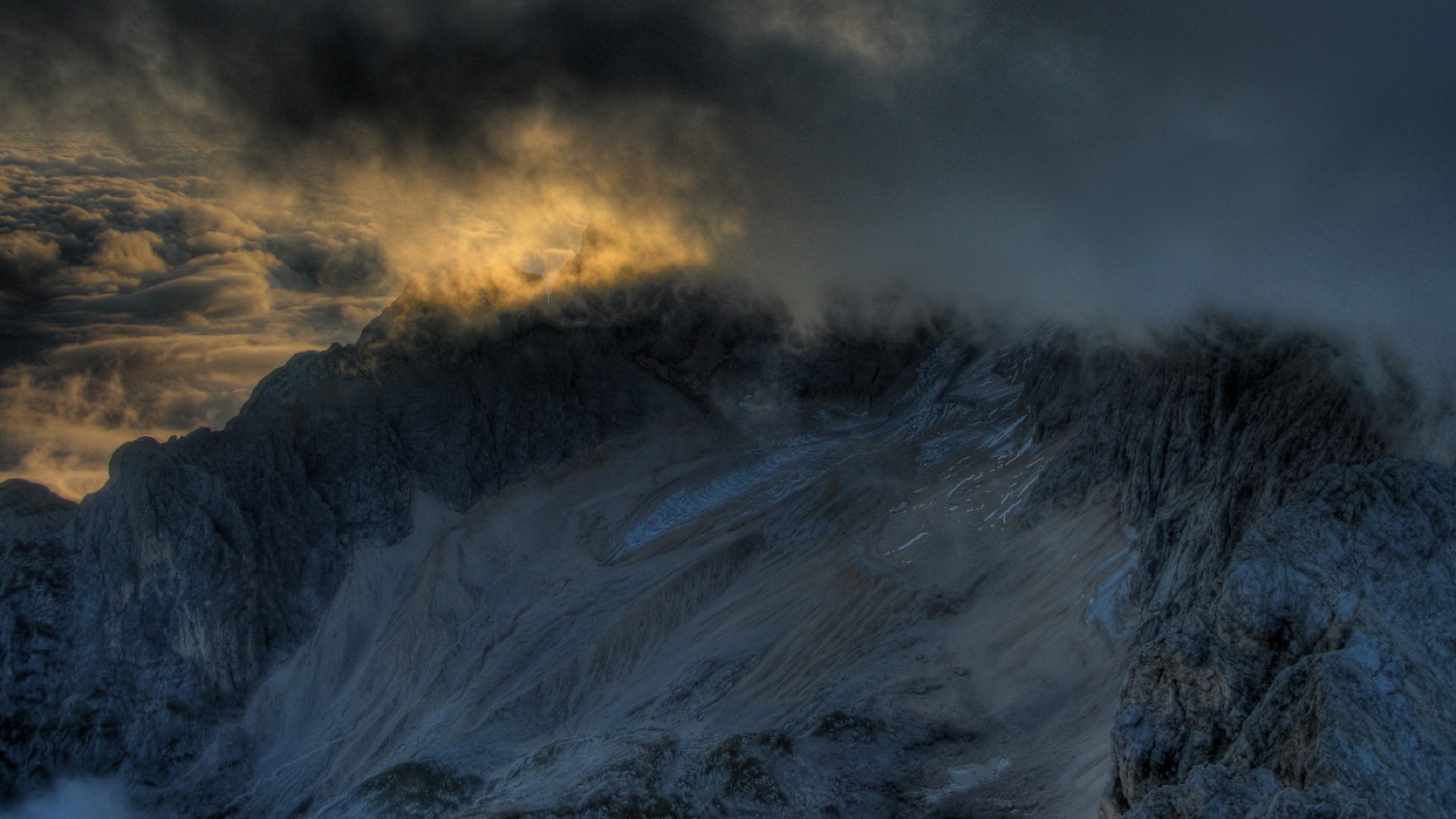 rocks boulders and stones landscape storm sunset fog snow winter mountain sky nature weather mist water dawn rock evening light outdoors travel rain