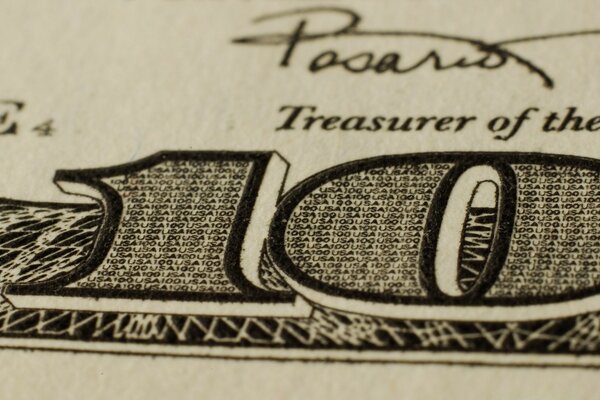 A 10-denomination bill close-up