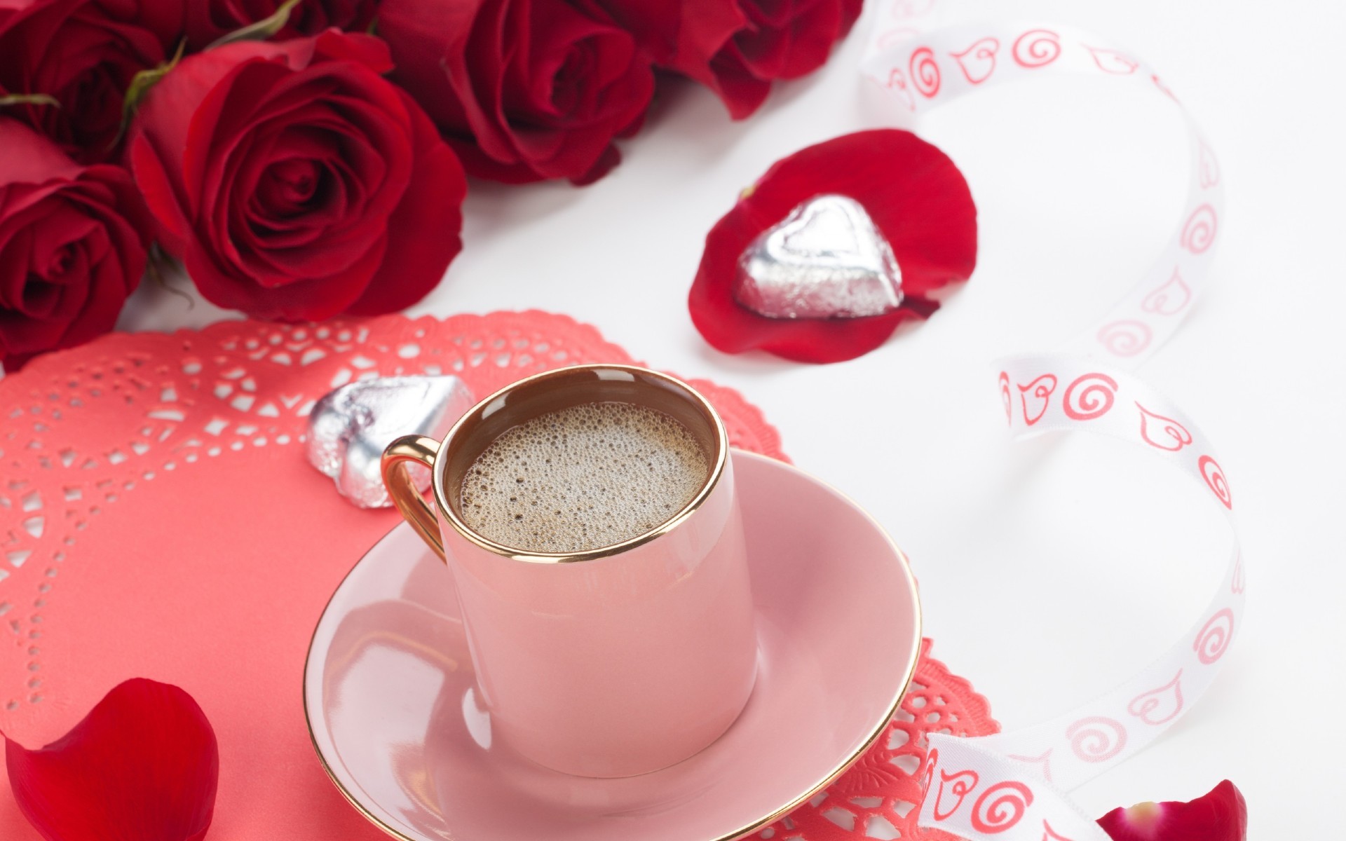 romanticismo caffè tazza bere profumo colazione amore romantico tè alba caldo espresso cappuccino desktop rosa