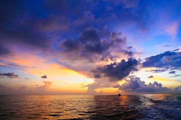 Sunset reflection in the ocean waters