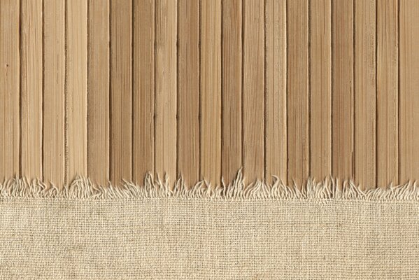 Textured fabric on wooden boards