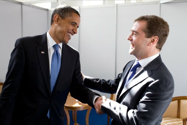 Politicians Medvedev and Obama are friends