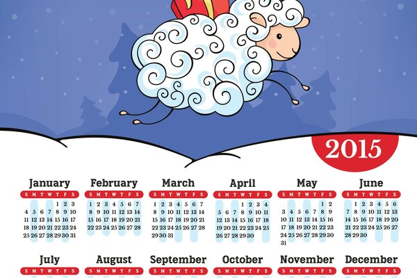 Calendario 2015 con la imagen de una oveja