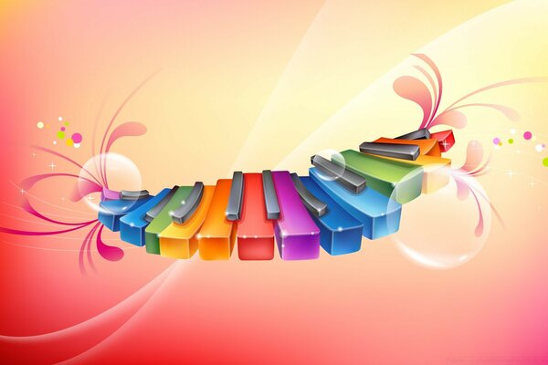 Rainbow piano keyboard