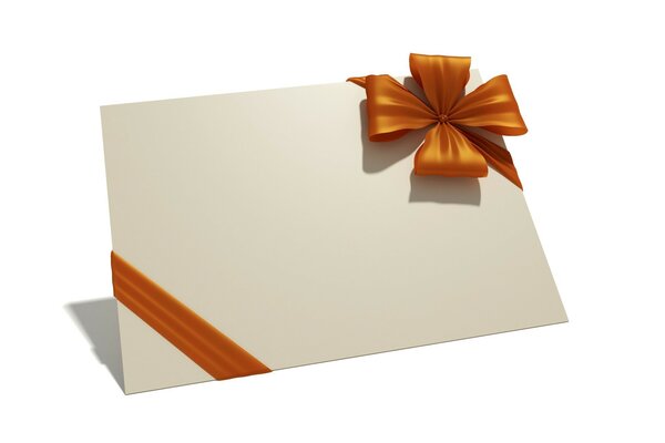 A festive envelope with a bright bow