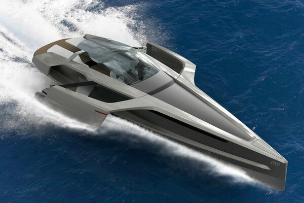 Futuristic catamaran hurries into the future