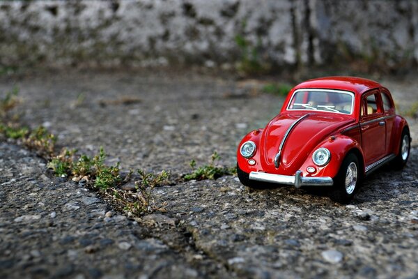 Macro photography of a car on asphalt