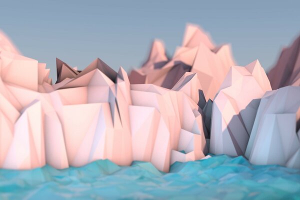 Graphic image of mountains for the desktop. 3D drawing