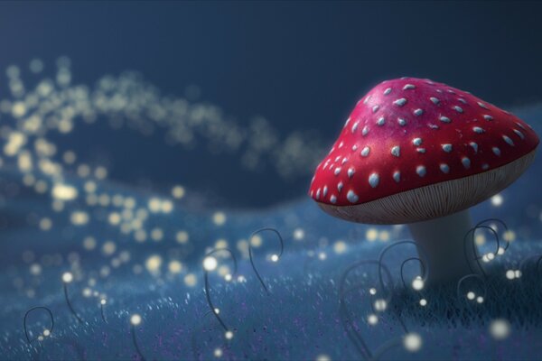 Amanita en el claro. Gráficos 3D