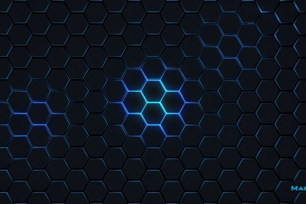 Honeycomb on a dark background with radiance