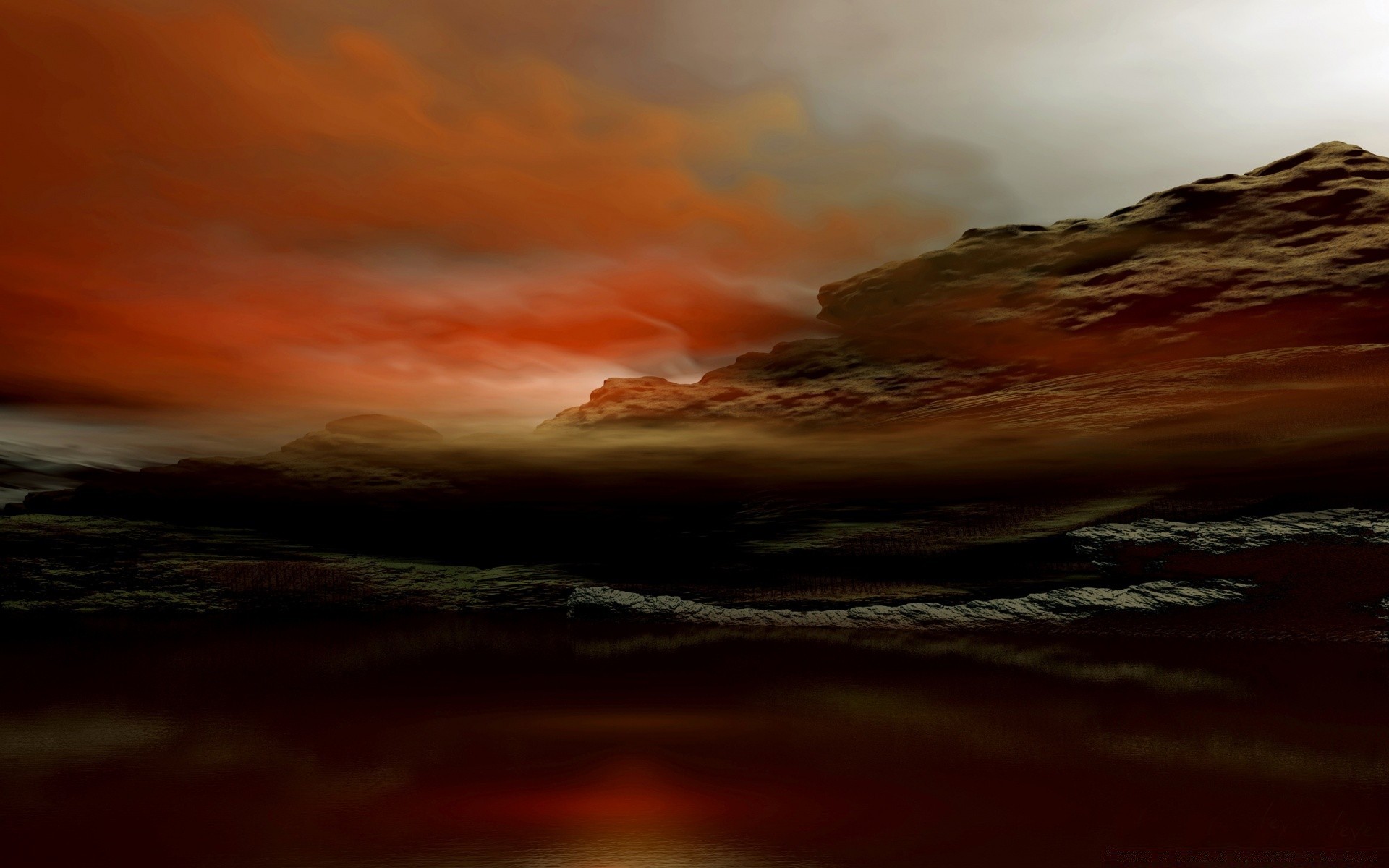 3d graphics sunset dawn evening water dusk beach storm sea ocean landscape sky