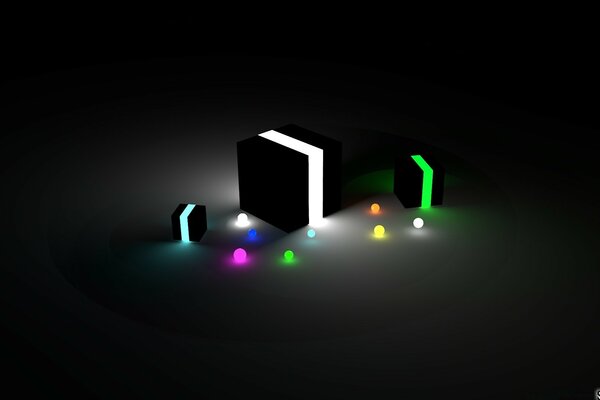 Glowing squares and balls in the dark