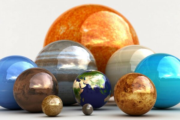 Balls in the form of planets of the solar system