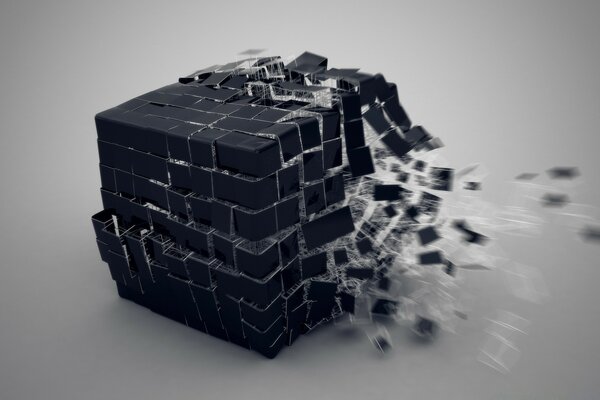 Black cube with shards