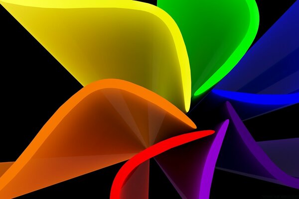 Graphics petals 3d different colors movement