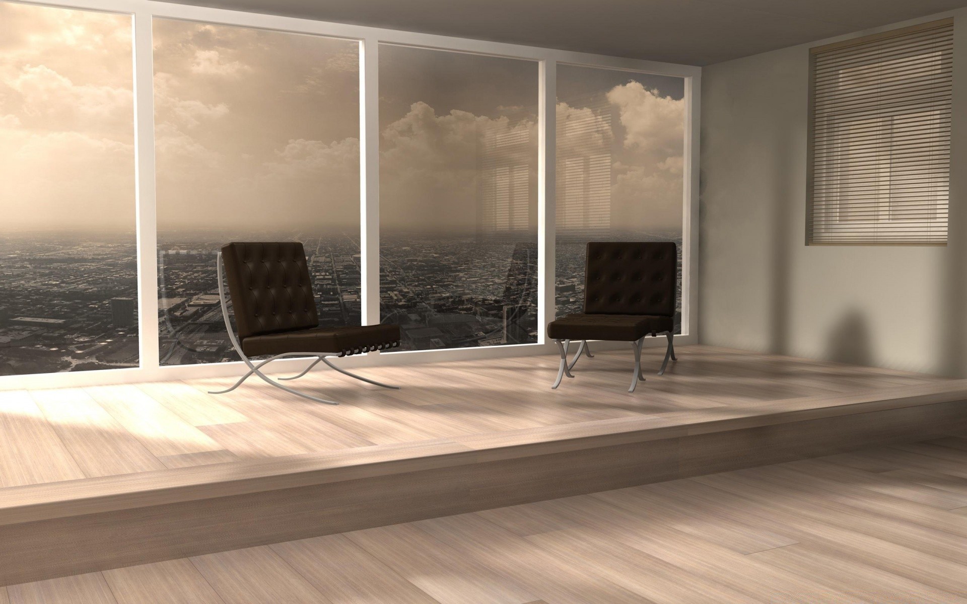 gráficos 3d ventana interior habitación interior muebles vacío moderno piso mesa apartamento familia minimalista luz madera pared silla sofá arquitectura moderno lugar