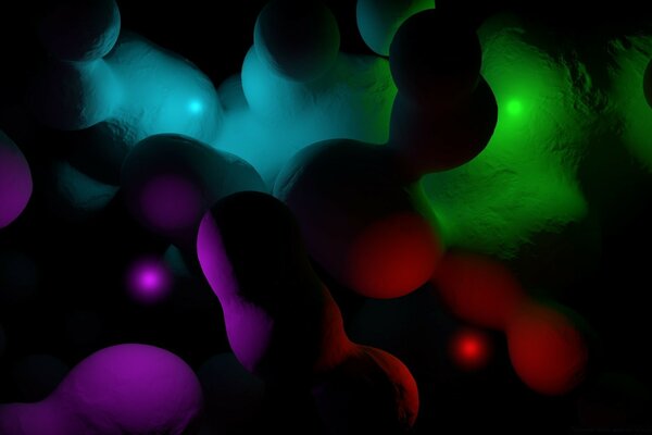Multicolored molecules. 3d graphic design