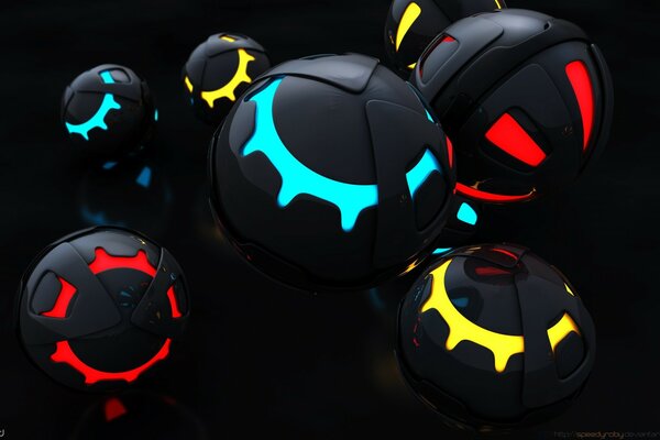 3D graphics of spheres of different colors