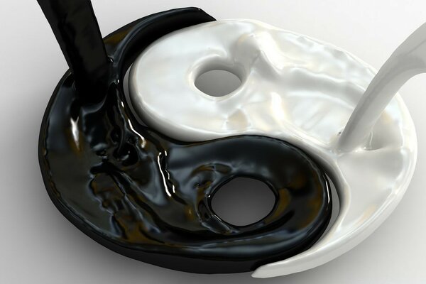 Yin and Yang in the form of milk and chocolate