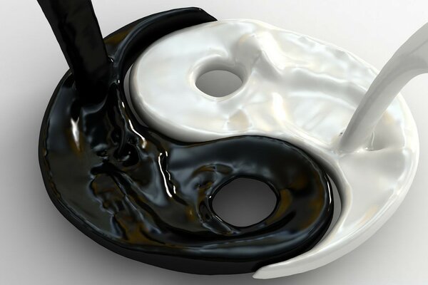 Yin e Yang em forma de leite e chocolate