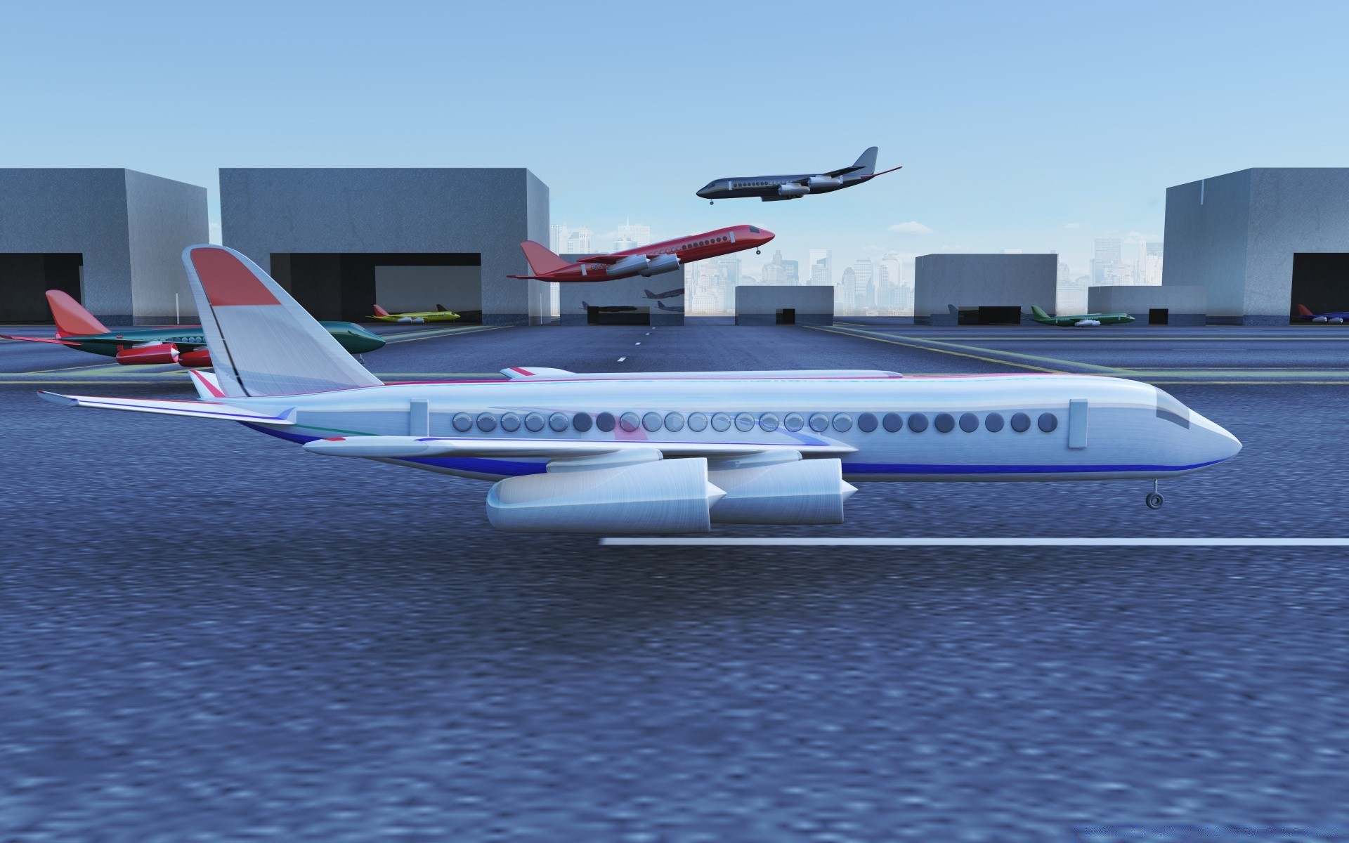 3d graphics airplane aircraft transportation system vehicle airport travel sky outdoors flight daylight