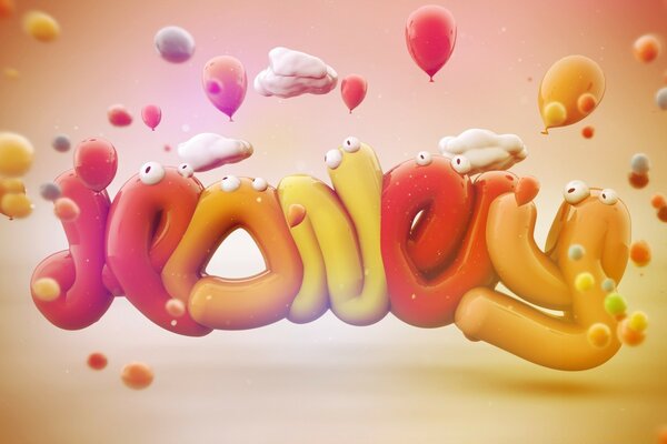 Graphiques 3D avec des ballons et des nuages