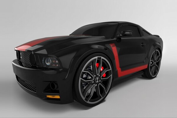 Coche negro en imagen 3D grpfic