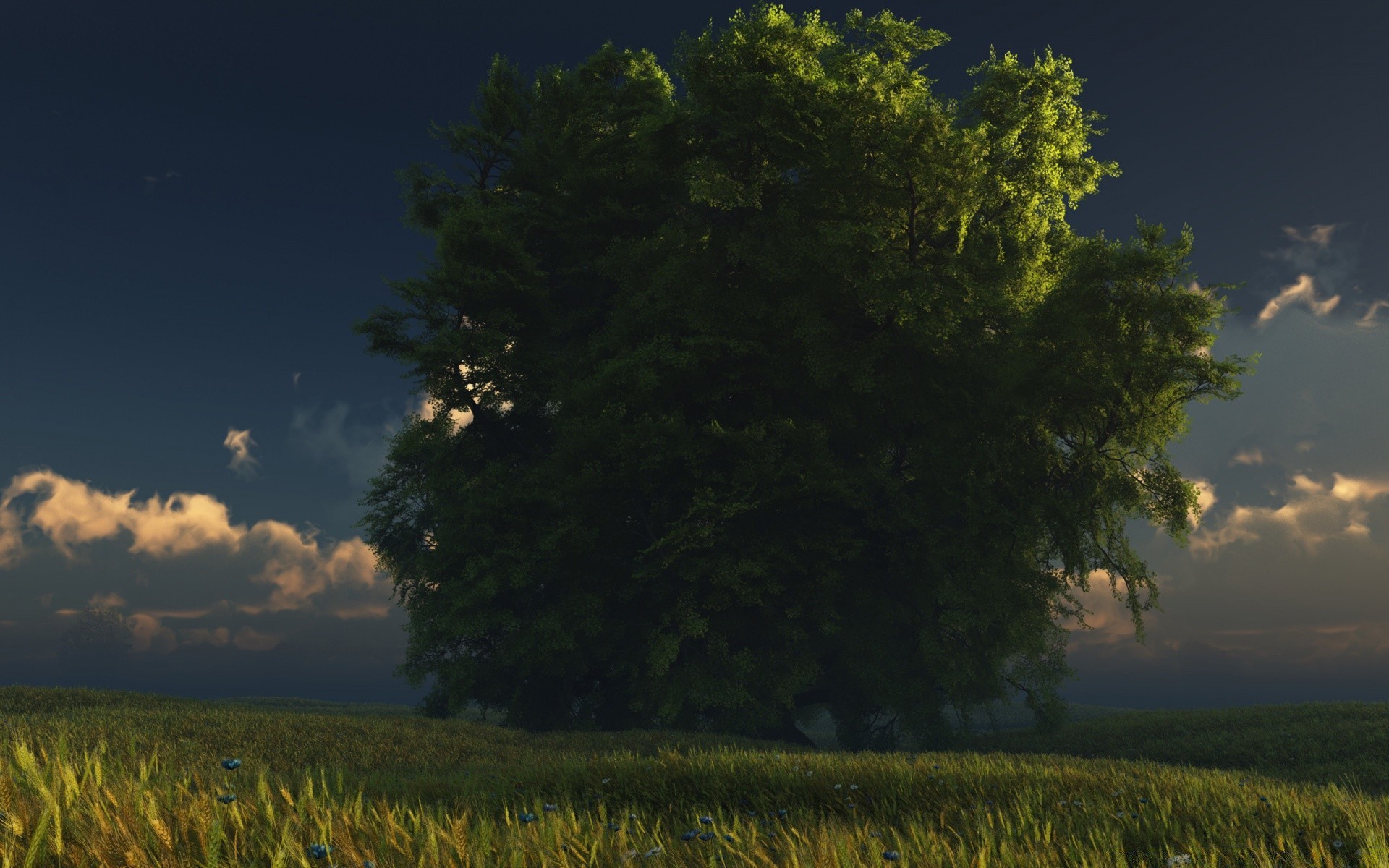 gráficos en 3d paisaje árbol al aire libre tierra cultivada agricultura cielo naturaleza luz del día luz campo puesta de sol noche escénico pastizales amanecer granja madera hierba campo