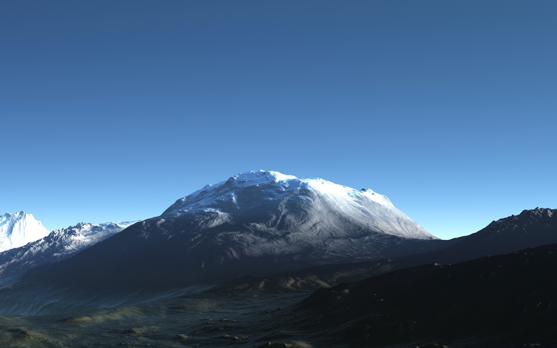 gráficos 3d neve montanhas viagens paisagem céu vulcão gelo inverno ao ar livre geleira