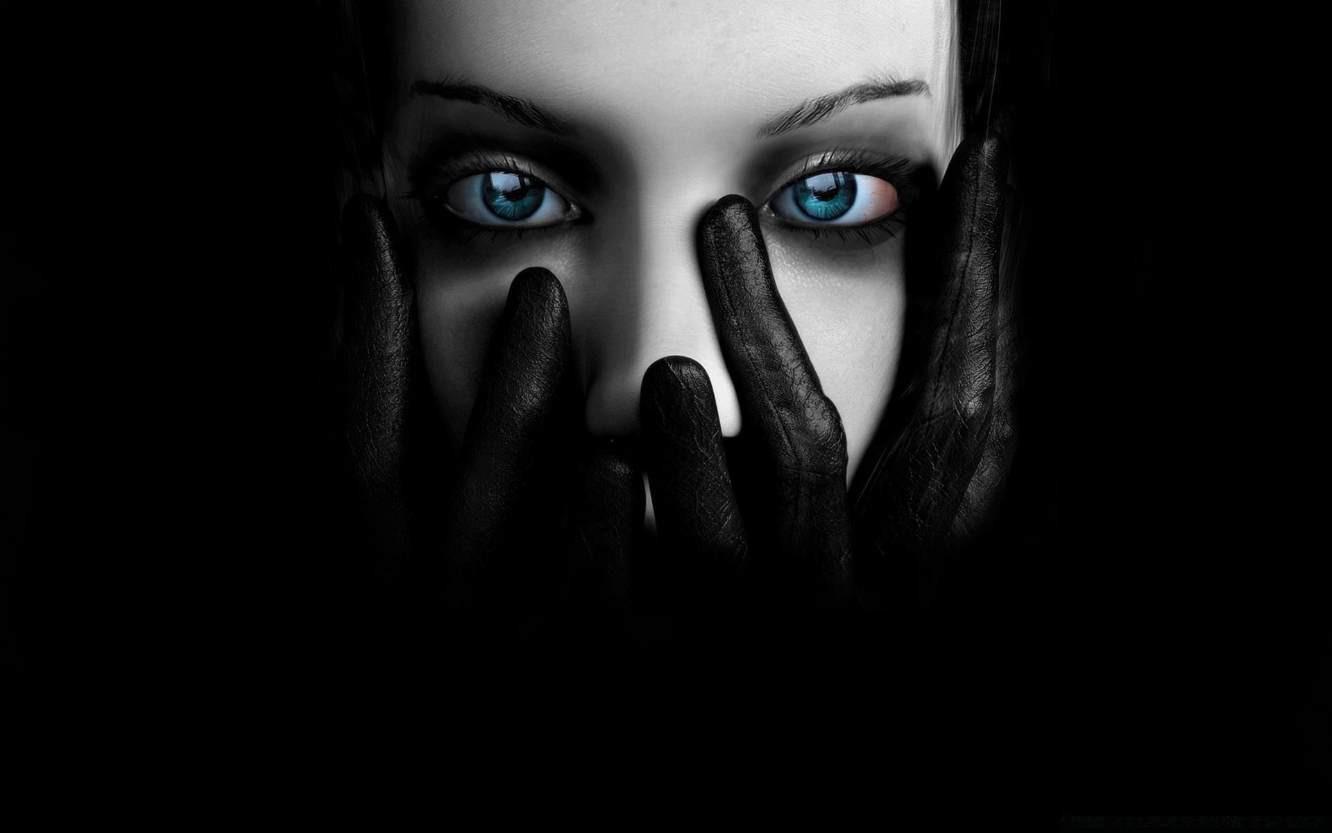 3d graphics dark girl monochrome face portrait art woman scary eye skittish halloween horror studio vicious shadow fashion ghost scared model