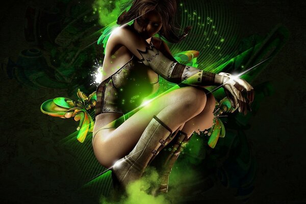 3d picture of a fabulous woman with a green glow